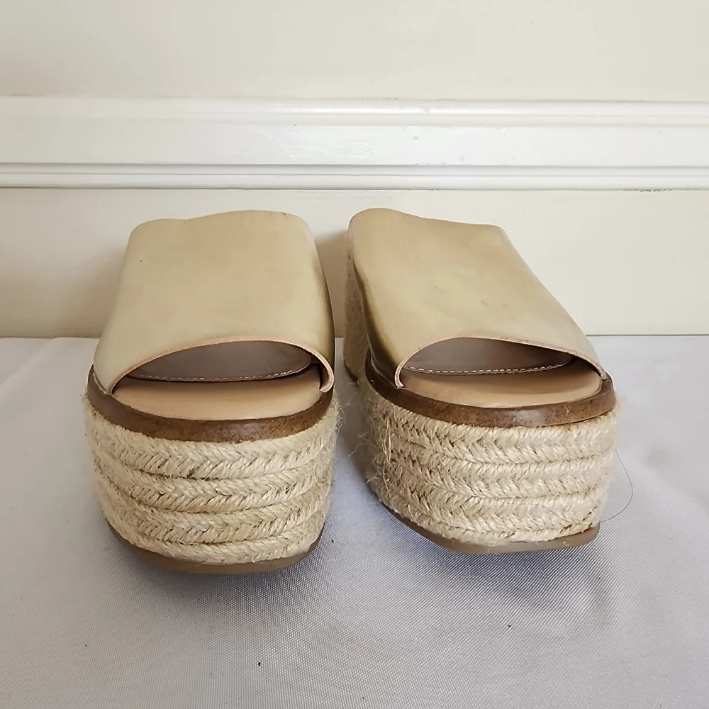 Justfab Cork Wedge Slide Gold Size 9 - Picture 3 of 8